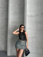 Varaklı Bluz Siyah (Beden: Standart) - Görsel 3