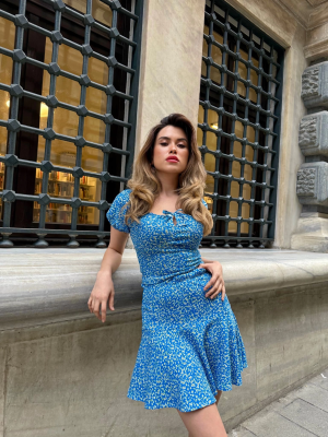 Baskılı Etekli Takım Mavi (Beden: S)