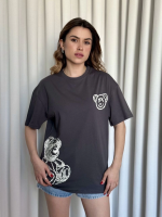 Baskılı Ayıcıklı Tişört Antrasit (Beden: L) - Görsel 3