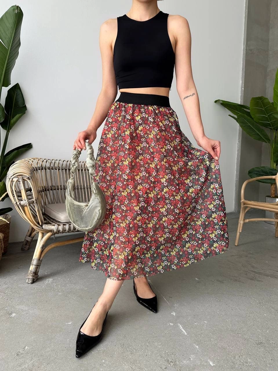 1233156_baskili-astarli-uzun-etek-68457646-sw959sh1280.png Baskılı Astarlı Uzun Etek Kırmızı (Beden: S) - Görsel 1