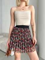 Baskılı Astarlı Mini Etek Kırmızı (Beden: S) - Görsel 5