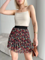 Baskılı Astarlı Mini Etek Kırmızı (Beden: S) - Görsel 6