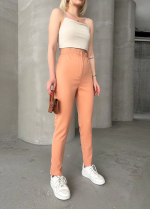 Beli Lastikli Karamel Pantolon Somon (Beden: S) - Görsel 4