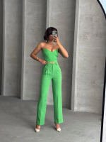 Palazzo Pantolonlu Alt Üst Takım Yeşil (Beden: S) - Görsel 5