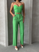Palazzo Pantolonlu Alt Üst Takım Yeşil (Beden: S)