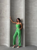 Palazzo Pantolonlu Alt Üst Takım Yeşil (Beden: L) - Görsel 4