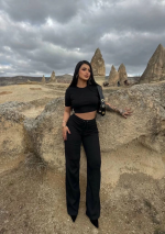 Bol Paça Pantolonlu Alt Üst Takım Siyah (Beden: L)