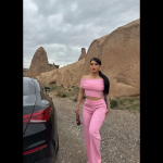 Madonna Yaka Bol Paça Pantolonlu Takım Pembe (Beden: M) - Görsel 3