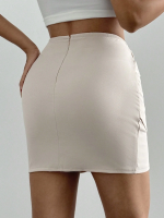 Drapeli Mini Etek S24771 Bej (Beden: M) - Görsel 3