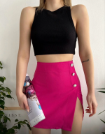 Üç Taşlı Mini Etek Fuşya (Beden: M)