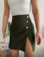 Üç Taşlı Mini Etek Haki (Beden: M)