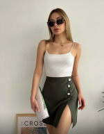 Üç Taşlı Mini Etek Haki (Beden: M) - Görsel 2