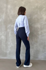 Önü Cumalı İthal Krep Pantolon Lacivert (Beden: M) - Görsel 2