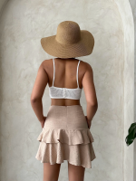 Valonlu Fırfırlı Etek S24681 Bej (Beden: M) - Görsel 3