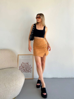 Dört Çıtçıtlı Gabardin Şort Etek S249001 Camel (Beden: S) - Görsel 2