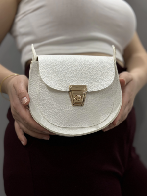 Klasik Kapaklı Beyaz Cilt Çanta (Beden: Standart)