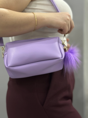 Ponpon Mor Cilt Çanta (Beden: Standart)