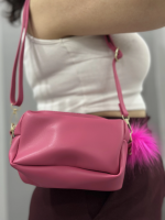 Ponpon Fuşya Cilt Çanta Vizon (Beden: Standart)