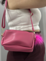 Ponpon Fuşya Cilt Çanta Vizon (Beden: Standart) - Görsel 4