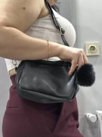 Ponpon Siyah Cilt Çanta (Beden: Standart) - Görsel 2