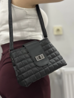 Kapaklı Kapitone Siyah Cilt Çanta (Beden: Standart) - Görsel 2