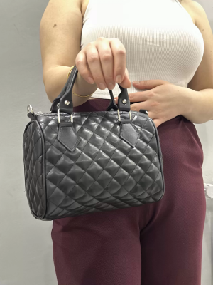 Kapaksız Kapitone Siyah Cilt Çanta (Beden: Standart)