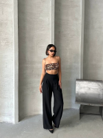 Pileli Keten Pantolon S255046 Siyah (Beden: M) - Görsel 6