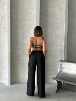 Pileli Keten Pantolon S255046 Siyah (Beden: L) - Görsel 3