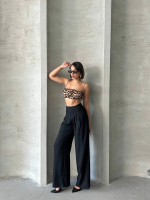 Pileli Keten Pantolon S255046 Siyah (Beden: L) - Görsel 2