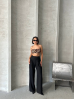 Pileli Keten Pantolon S255046 Siyah (Beden: Xl) - Görsel 5