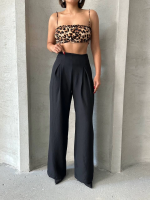 Pileli Keten Pantolon S255046 Siyah (Beden: Xl) - Görsel 7