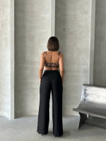 Pileli Keten Pantolon S255046 Siyah (Beden: Xl) - Görsel 3