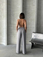 Pileli Keten Pantolon S255046 Gri (Beden: M) - Görsel 2