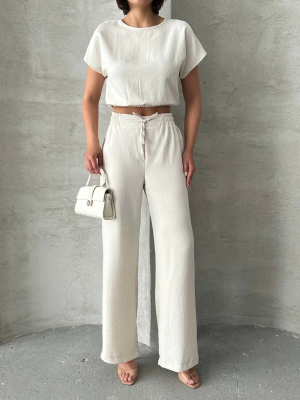 Bluz Pantolon Takım S255057 Bej (Beden: S)