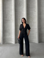 Uzun Keten Tulum S255059 Siyah (Beden: M) - Görsel 3