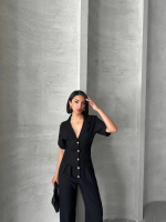 Uzun Keten Tulum S255059 Siyah (Beden: M) - Görsel 5