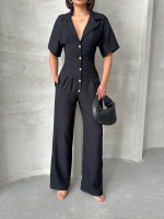 Uzun Keten Tulum S255059 Siyah (Beden: M)