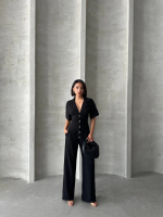 Uzun Keten Tulum S255059 Siyah (Beden: L) - Görsel 6