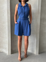 Yakalı Şort Tulum Mavi (Beden: S) - Görsel 4