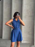 Yakalı Şort Tulum Mavi (Beden: Xl) - Görsel 2