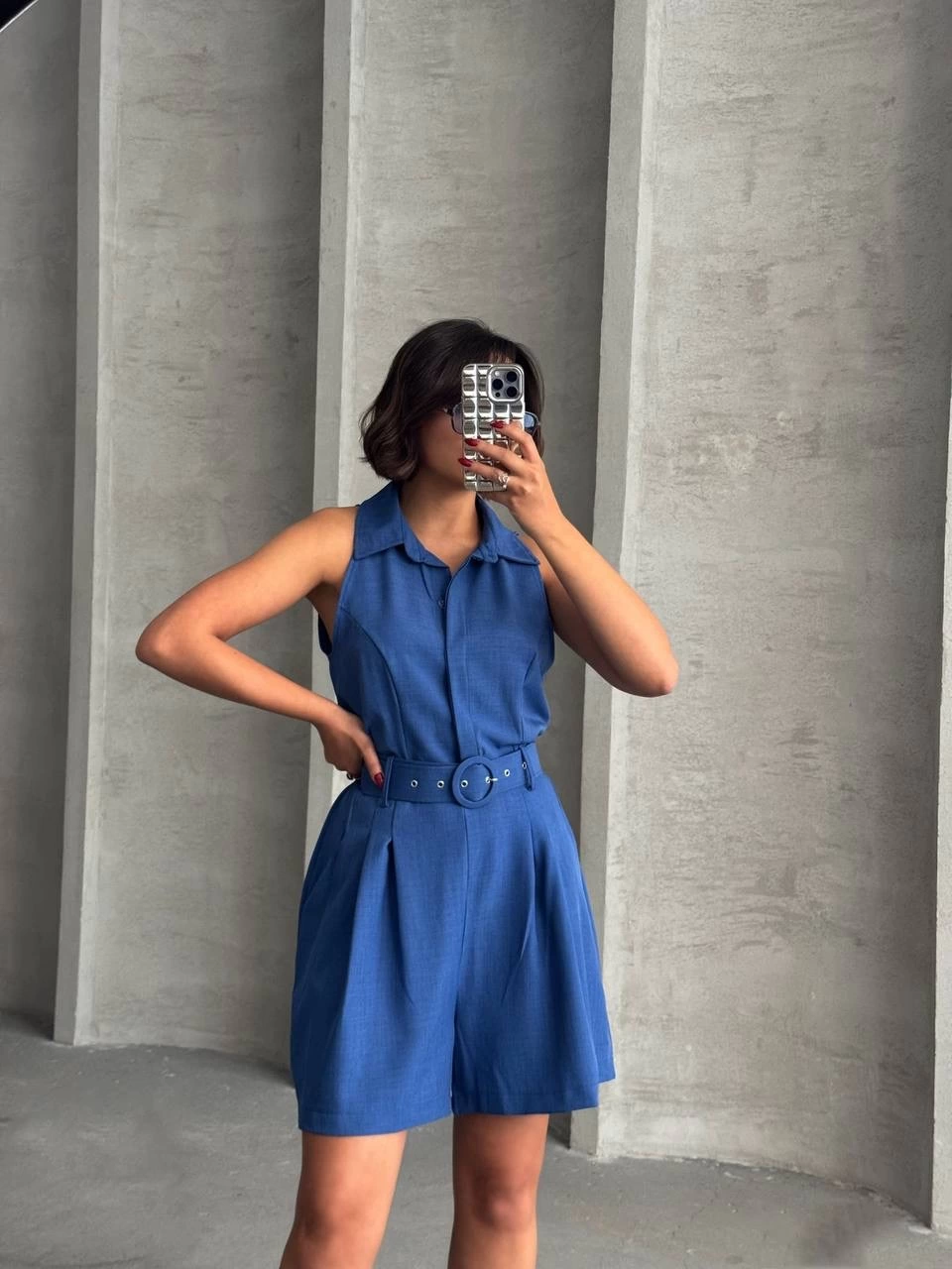 1233397_yakali-sort-tulum-15997382-sw960sh1280.png Yakalı Şort Tulum Mavi (Beden: Xl) - Görsel 2