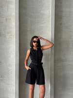 Yakalı Şort Tulum Siyah (Beden: S) - Görsel 5