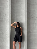 Yakalı Şort Tulum Siyah (Beden: M) - Görsel 4