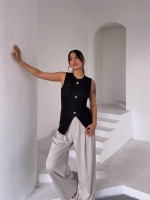 Kadın Siyah Bisiklet Yaka Gold Düğmeli Ottoman Bluz S2310 (Beden: M) - Görsel 3