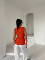 Kadın Turuncu Bisiklet Yaka Gold Düğmeli Ottoman Bluz S2310 (Beden: L) - Görsel 2