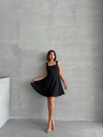 Kadın Kare Yaka Kısa Elbise S251188 Siyah (Beden: M) - Görsel 4