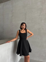 Kadın Kare Yaka Kısa Elbise S251188 Siyah (Beden: M) - Görsel 6