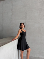 Kadın Kare Yaka Kısa Elbise S251188 Siyah (Beden: M) - Görsel 3