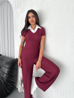 Ottoman Kumaş Beyaz Gömlek Yaka Takım S4142 Bordo (Beden: S) - Görsel 4