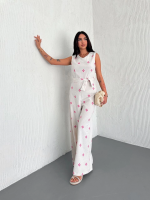 Sırt Dekolteli Keten Beyaz Tulum S1036 (Beden: M) - Görsel 6